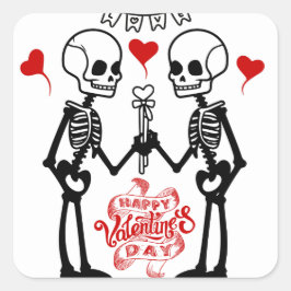 Skeleton Alla hjärtans dag, Valentines day Fyrkantigt Klistermärke