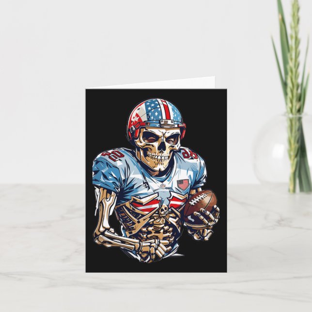 Skeleton American Football Player Halloween Graphi Kort (Framsida)