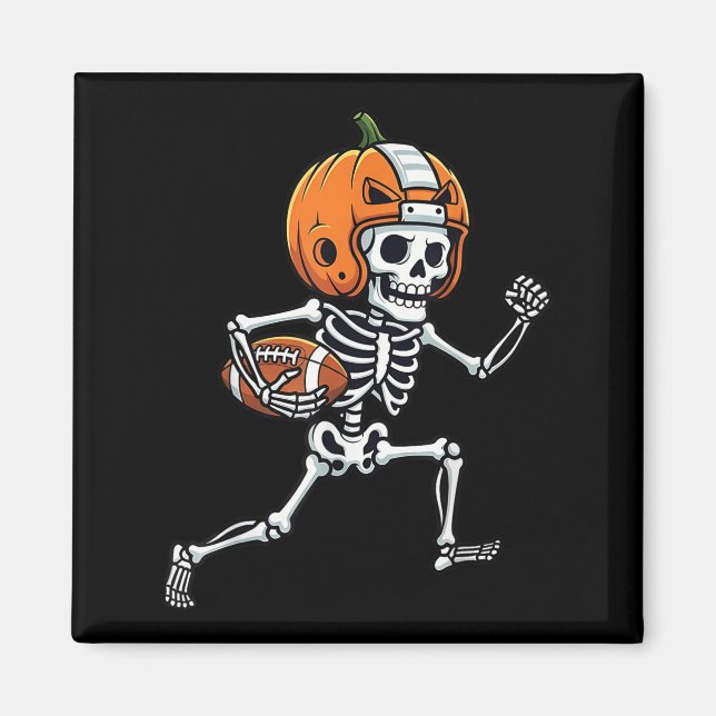 Skeleton American Football Player Spooky Sports Gr Magnet (Framsidan)