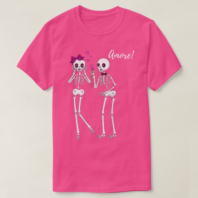 Skeleton Amore  T Shirt (Design framsida)