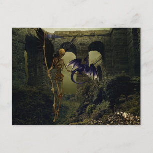 Skeleton Angel Dragon Fantasy Grim Reaper Vykort