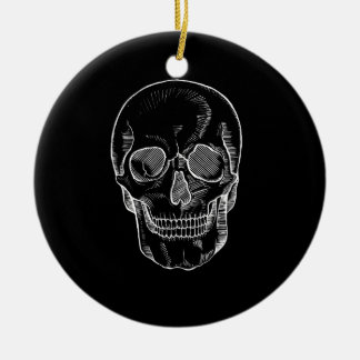 Skeleton Ansikte på en Julgransprydnad Keramik