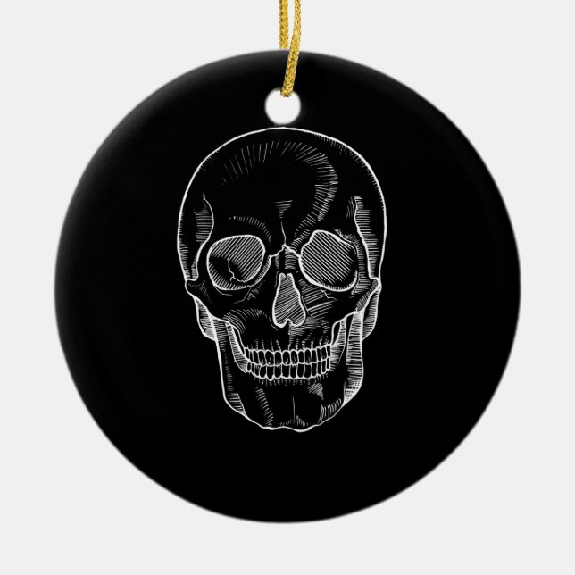 Skeleton Ansikte på en Julgransprydnad Keramik (Framsidan)