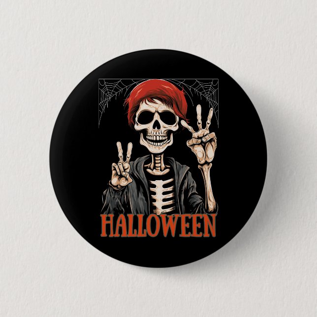Skeleton Apocalypse Natt i Halloween-funny Knapp (Framsida)