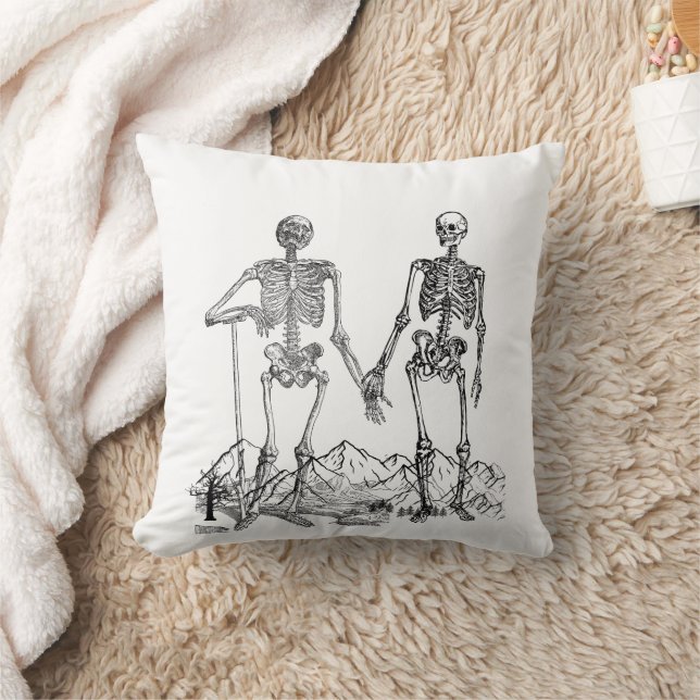 Skeleton Art White Pillow Kudde (Filt)