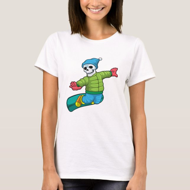 Skeleton as Snowboarder with Snowboard T Shirt (Framsida)