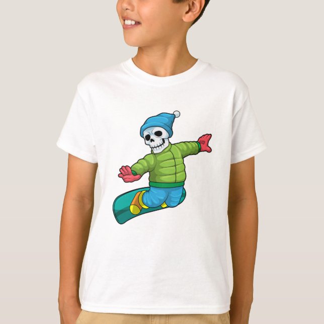 Skeleton as Snowboarder with Snowboard T Shirt (Framsida)
