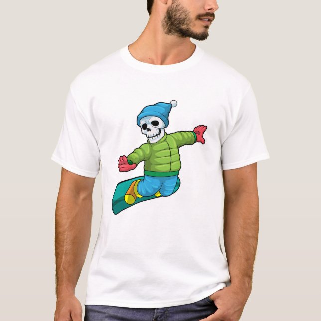 Skeleton as Snowboarder with Snowboard T Shirt (Framsida)