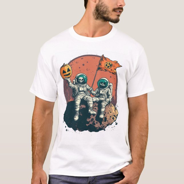Skeleton Astronaut Crew T Shirt (Framsida)