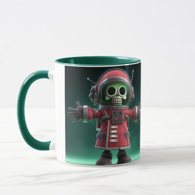 Skeleton Astronaut Mug – Funny Space Skull in Red  Mugg (Vänster)