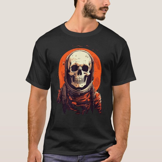 Skeleton Astronaut Occupy Mars in Space Astronaut  T Shirt (Framsida)