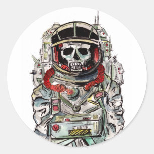 Skeleton Astronaut Runt Klistermärke