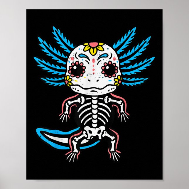 Skeleton Axolotl Halloween Costume Boys Tonåringar Poster (Framsidan)