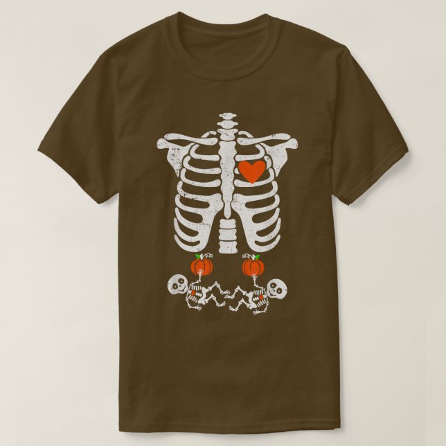 Skeleton Baby Gravid Xray Rib Cage för Fall Hall T Shirt (Design framsida)