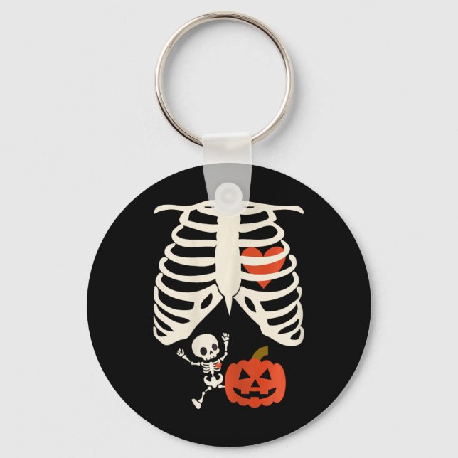 Skeleton Baby Halloween Gravid Par Costume Nyckelring (Framsida)