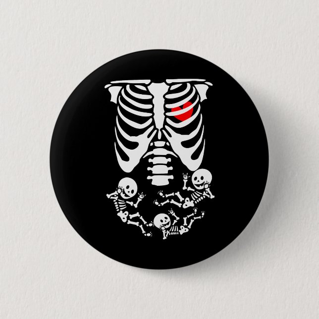 Skeleton Baby Halloween Gravid Par Costumes Knapp (Framsida)
