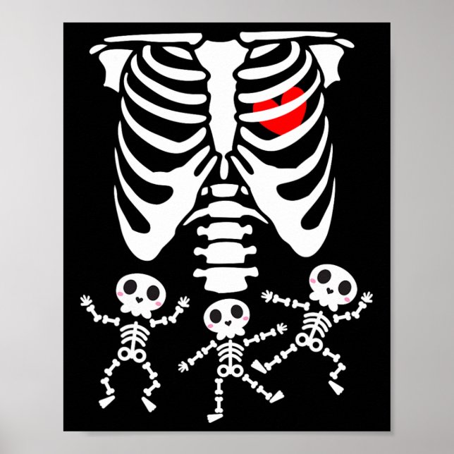 Skeleton Baby Halloween Gravid Par Costumes Poster (Framsidan)