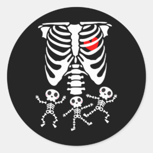 Skeleton Baby Halloween Gravid Par Costumes Runt Klistermärke