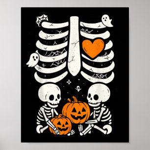 Skeleton Baby Twillingars Halloween Gravid Announc Poster