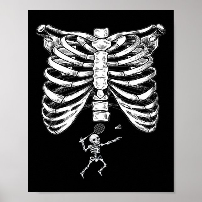 Skeleton Badminton Gravid Halloween Smash Shutt Poster (Framsidan)