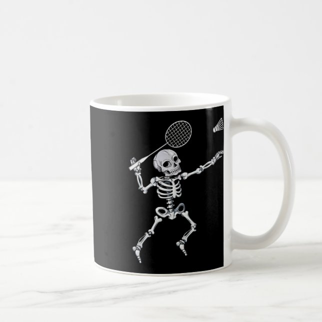 Skeleton Badminton Smash Shuttle Halloween Kaffemugg (Höger)