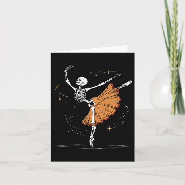 Skeleton Ballerina Ballet Dance Halloween Kort (Framsida)