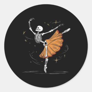 Skeleton Ballerina Ballet Dance Halloween Runt Klistermärke