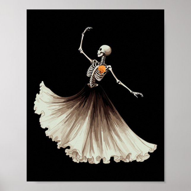 Skeleton Ballerina Ballet Dance Halloween Women Gi Poster (Framsidan)