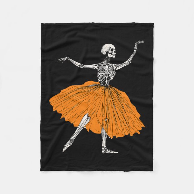 Skeleton Ballerina Dance Tutu Spooky Ballet Dancer Fleecefilt (Framsidan)