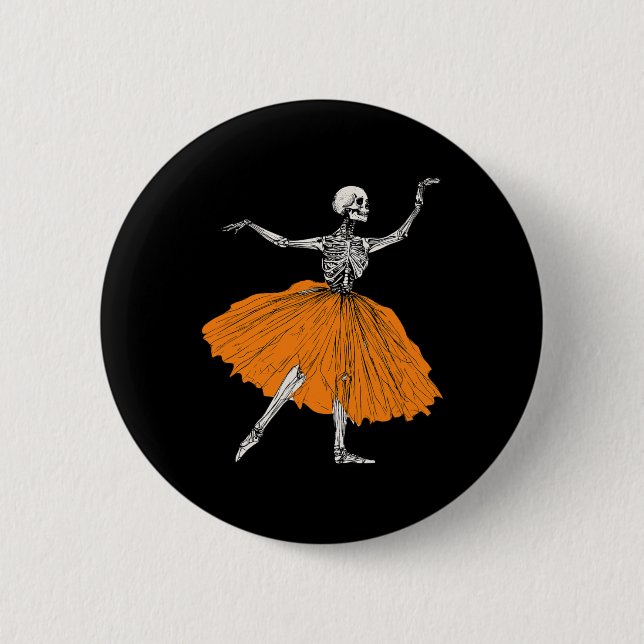 Skeleton Ballerina Dance Tutu Spooky Ballet Dancer Knapp (Framsida)
