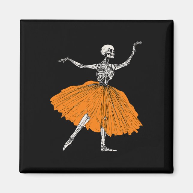 Skeleton Ballerina Dance Tutu Spooky Ballet Dancer Magnet (Framsidan)
