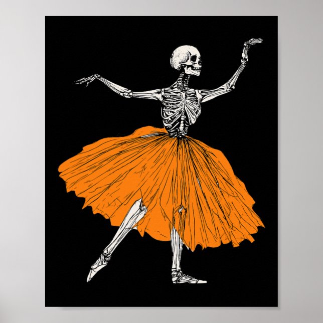 Skeleton Ballerina Dance Tutu Spooky Ballet Dancer Poster (Framsidan)