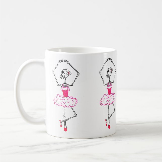 Skeleton Ballerina vid Rosa Tutu Ballet Dancer Kaffemugg (Vänster)