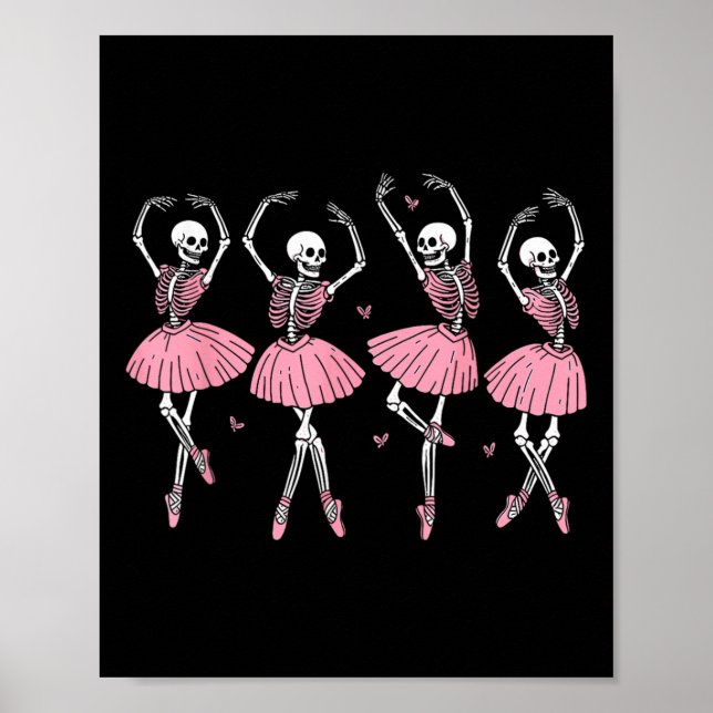 Skeleton Ballerinas Ballet Dance Cute Girl Hallowe Poster (Framsidan)