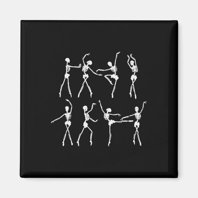 Skeleton Ballerinas Ballet Dance Cute Halloween Co Magnet (Framsidan)
