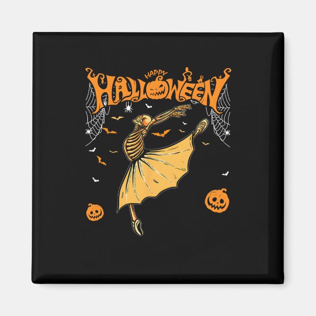 Skeleton Ballerinas Ballet Dance Cute Halloween Co Magnet (Framsidan)
