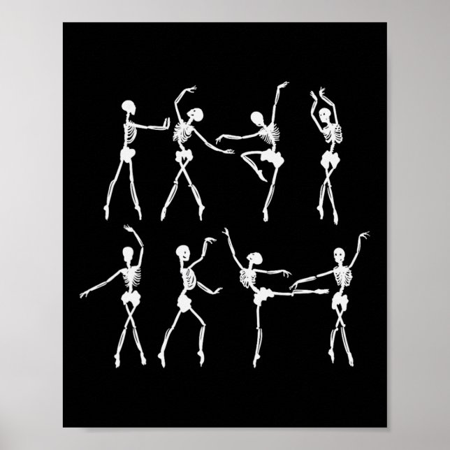 Skeleton Ballerinas Ballet Dance Cute Halloween Co Poster (Framsidan)