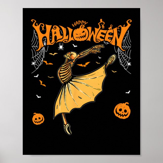 Skeleton Ballerinas Ballet Dance Cute Halloween Co Poster (Framsidan)