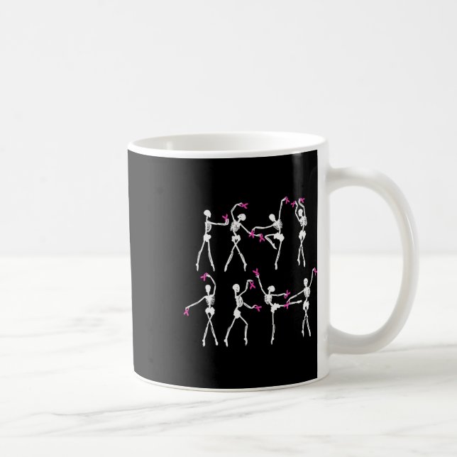 Skeleton Ballet Dance Rosa Ribbon Breast Cancer Aw Kaffemugg (Höger)