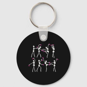 Skeleton Ballet Dance Rosa Ribbon Breast Cancer Aw Nyckelring