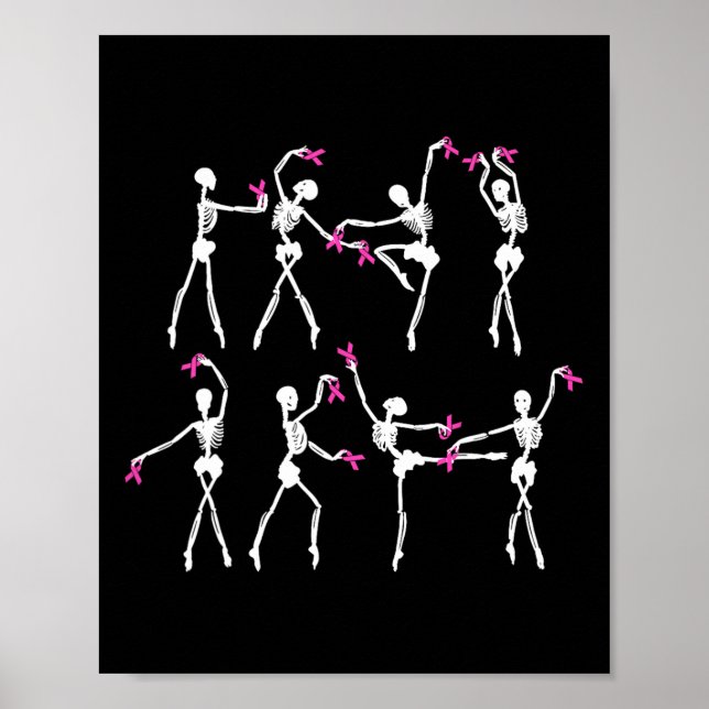 Skeleton Ballet Dance Rosa Ribbon Breast Cancer Aw Poster (Framsidan)