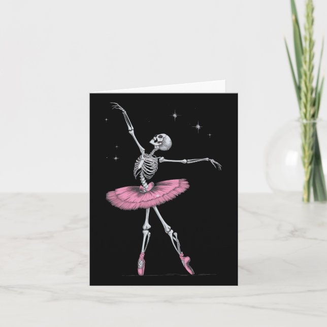 Skeleton Ballet Halloween Costume Funny Skull Kort (Framsida)