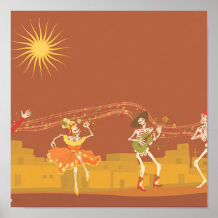 Skeleton Band på Day of the dead Poster