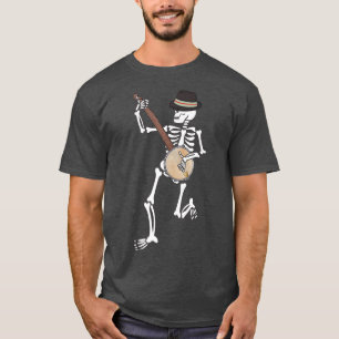 Skeleton Banjo Bluegräs Halloween Folk Music Kärle T Shirt