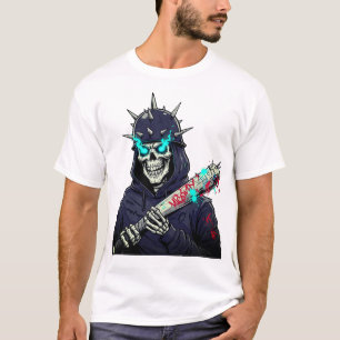 Skeleton Baseball Fladdermus Art - Spooky Sports S T Shirt