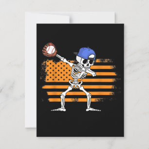 Skeleton Baseball Funny Halloween Inbjudningar