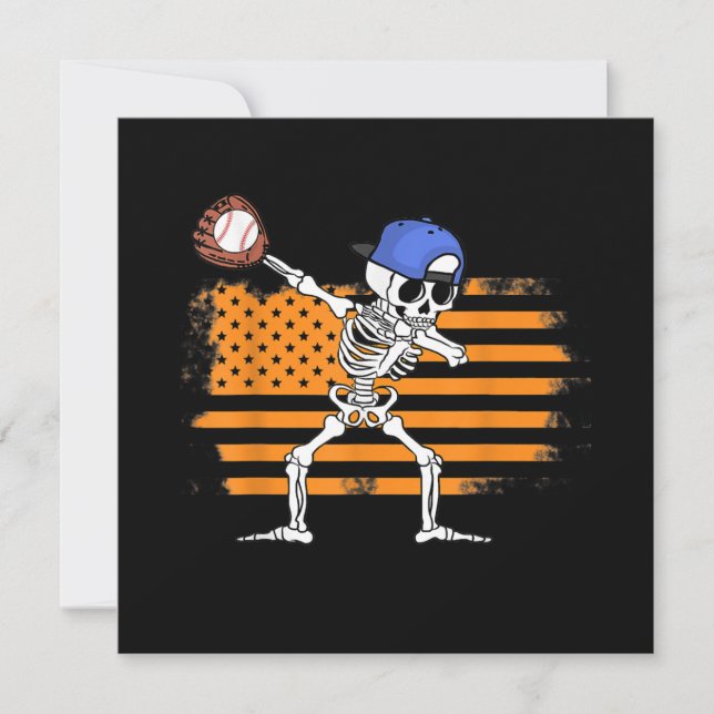Skeleton Baseball Funny Halloween Inbjudningar (Framsida)