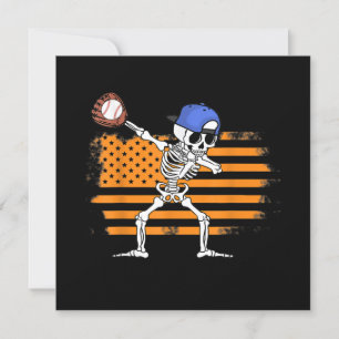 Skeleton Baseball Funny Halloween Inbjudningar