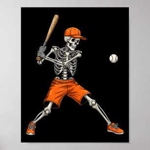 Skeleton Baseball Halloween Costume Funny Manar Bo Poster