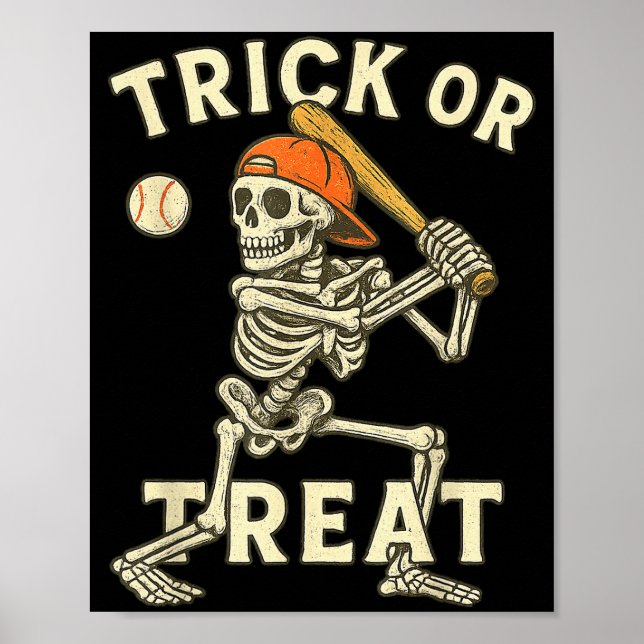 Skeleton Baseball Halloween Costume Funny Men Boys Poster (Framsidan)